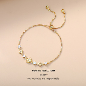 Four Leaf Clover <b>Bracelet</b> <b>Copper</b> Alloy Claw Setting Gift Women Fashion Charm Jewelry Yiwu Origin ASL 0125Q - Product Image 4