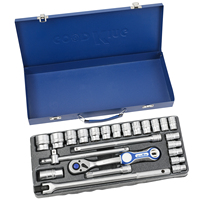 Jeu de clés à douille de haute qualité 1/2 pouce, boîte en fer, jeu d'outils 24 pièces, barre en F pour réparation, jeu de clés à douille
