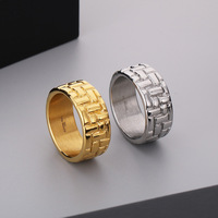 Anillo de oro de 18K para hombre, joyería de moda a rayas geométricas, Pared De Palacio, declaración de boda, anillos para hombre, joyería de acero inoxidable, anillo de pareja