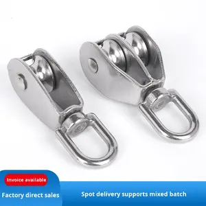 Puleggia a U in Acciaio Inossidabile 304 per Fune Metallica, Ruota di Sollevamento Singola/Doppia, Gancio Fisso Salva-Forza per Piccoli Sollevamenti - Product Image 2