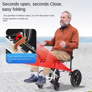 Fauteuil roulant pliable ultra-léger en alliage d'aluminium Subventions d'État pour les personnes âgées Petit avion de voyage portable - Product Image 2