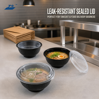 Togo ZS ZS-48 Contenant alimentaire rond jetable de 48 oz sans BPA, compatible micro-ondes, avec couvercle en plastique PP, design moderne