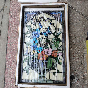 Panneau de <span class=keywords><strong>vitrail</strong></span> <span class=keywords><strong>Tiffany</strong></span> fourni par l'usine solide 50*85 CM Design <span class=keywords><strong>papillon</strong></span> de style campagne vitrage double face - Product Image 3