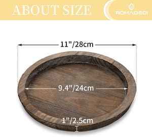 Plateau rond en bois rustique de 11 pouces pour bougies, pour <span class=keywords><strong>table</strong></span> basse, <span class=keywords><strong>table</strong></span> à manger, plateau décoratif en bois pour bougies - Product Image 4