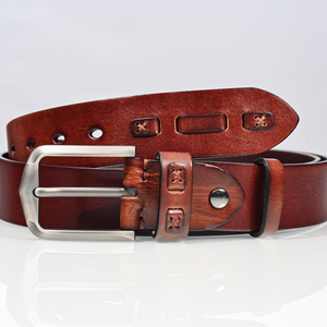 Cinturón de Cuero de Vaca de Primera Calidad, Curtido Vegetal, con Hebilla de Aleación en Tres Colores, Estilo Casual de Negocios para Hombre, Personalizado, Vintage y de Lujo - Product Image 4