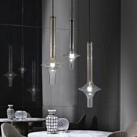 Luminaire suspendu de style nordique moderne, tube long, loft, cuisine, chambre à coucher, luminaire suspendu, verre gris fumé, acier, pour hôtels