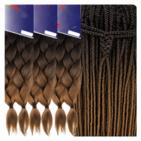 Cheveux synthétiques pré-étirés pour tresses, 26 pouces, 3 tons ombrés, fibres ignifuges, extensions de tresses jumbo