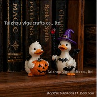 Ensemble d'ornements de canards créatifs tendance pour Halloween, canards miniatures en résine avec citrouille et chapeau de sorcière, cadeau d'automne en provenance de Chine