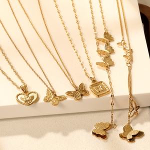 Collar de Moda con Colgante de Mariposas Múltiples y Circonitas, Chapado en Oro de 18k, para Mujer, Venta al Por Mayor de Joyería Personalizada - Product Image 3