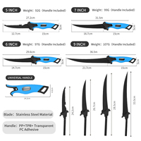 DXTOOLS 1PC Couteau de pêche portable en acier inoxydable pour le filetage du poisson 5-9 pouces Poignée PP+TPR