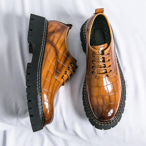 Zapatos de Cuero con Punta Redonda para Hombre, Tallas Grandes, Estilo Retro Juvenil, Zapatos Casuales de Negocios, Suela Gruesa, Aumentan la Estatura - Product Image 4