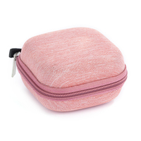 Portable en forme de carré pour coque dure rose EVA étui à fermeture éclair étanche voyage étui de rangement avec compartiment pour écouteurs