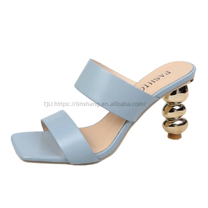 Summer Fashion Electroplated Flip-flops High Heels Ladies <b>Shoes</b> Irregular-Shaped Gourd-Heeled Sexy Ankle Strap Large Winter - Product Image 3