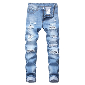 Ropa al por mayor motocicleta azul <span class=keywords><strong>pantalones</strong></span> vaqueros de los hombres rasgado negro lavado jeans - Product Image 2
