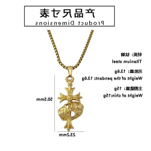 yunnique Gold <b>Cross</b> Skull Pendant Necklace Stainless Steel Men's Hip Hop Gothic Style Jewelry FY122049 - Product Image 2