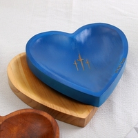 Bol de prière en bois avec cartes, en forme de cœur, sculpté, cadeau religieux chrétien pour la congrégation, bol à pâte pour la décoration d'église