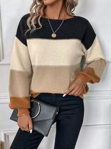 Maglione da Donna Casual <span class=keywords><strong>a</strong></span> Maniche Lunghe <span class=keywords><strong>con</strong></span> Collo Tondo, Tinta Unita, Anti-Pilling, in Poliestere/Cotone, per Tutte le Stagioni - Product Image 6