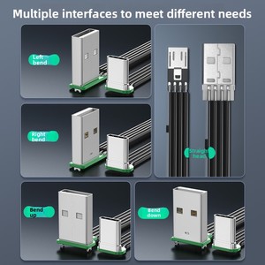 Cable <span class=keywords><strong>USB</strong></span> a Tipo-<span class=keywords><strong>C</strong></span> de Silicona Flexible en Forma de Codo - Cable de Transferencia de Datos DIY con Conductor de Cobre - Product Image 2