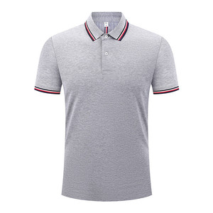 Polo uni en coton à manches courtes pour usage quotidien gris - Product Image 1