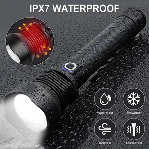 Lampes de poche tactiques LED rechargeables à haute luminosité avec zoom et 5 modes, étanches, lampes de poche d'urgence rechargeables - Product Image 5