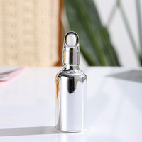 Flacon compte-gouttes en verre argenté 5ml-100ml avec bouchon à vis, emballage cosmétique écologique et recyclable pour sérum de soin de la peau, pompe et spray pour les yeux