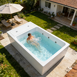 Mini piscina todo en uno con sistema de filtración y asientos de descanso para exteriores, piscina spa. - Product Image 4