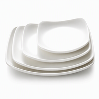 Assiettes en mélamine blanches pour restaurant, réutilisables, certifiées sans danger pour les aliments, ensembles de vaisselle
