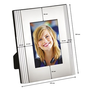 Cadre photo en métal argenté 130x180 mm avec bordure rayée pour la maison ou le bureau - Product Image 2