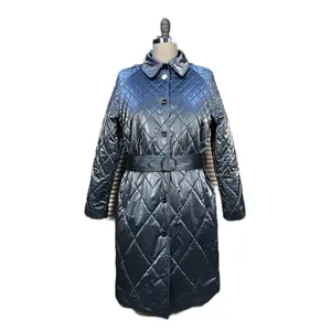 2024 New Faux Fur Pearl Coated Knitted Coat Artificial Fur Hair Printed Blue Long Coat For Women