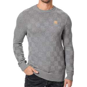 2025 suéter de cuello redondo de gran tamaño para hombre, Jersey de punto de manga larga a cuadros informal de otoño, Cachemira con decoración estampada - Product Image 4