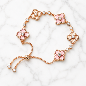 Pink Flower 18K Gold Plated Stainless Steel <b>Bracelet</b> Versatile Fashionable <b>Bracelet</b> - Product Image 2