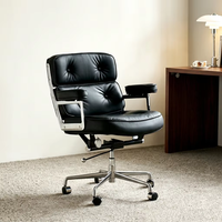 Fauteuil pivotant d'appoint en cuir moderne, réglable en aluminium, pour bureau, école ou maison