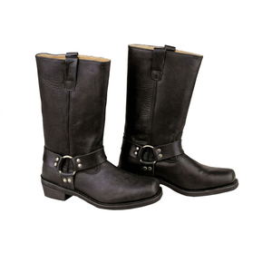 Bottes d'hiver imperméables pour hommes en cuir véritable avec fermeture éclair, mi-mollet, légères, pour moto et motard - Product Image 1