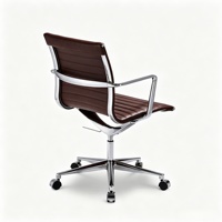 Fauteuil de bureau exécutif moderne pivotant en cuir PU, dossier bas, réglable en hauteur, base 5 étoiles en alliage d'aluminium