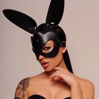 Máscaras de Conejo de Cuero, Máscara de Disfraces para Mujer, Máscaras de Conejita, Cara de Conejo para Club Nocturno, Cóctel, Cosplay, Baile de Graduación, Fiesta Rave, Decoración