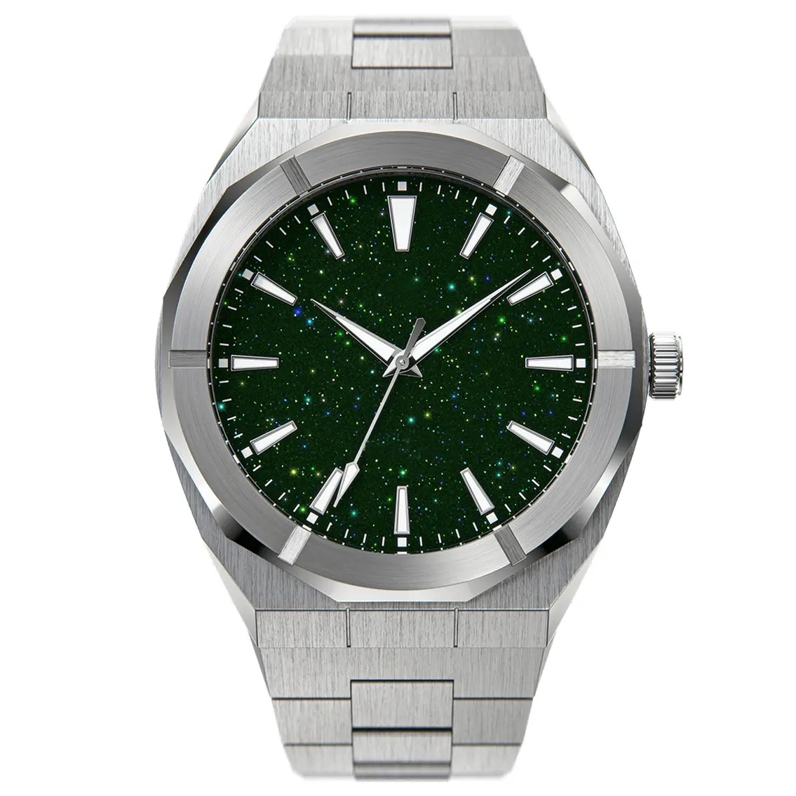 Custom Watch Dial Sunray Green Japan Movt Quartz Horloges Watch Stainless Steel Back