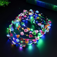 Nicro 10 Lumières Couronne Florale Fille Guirlande Lumineuse LED Bandeau Fleur Lumineux Nouveaux Accessoires Cheveux Brillants Couronne Fournitures de Fête