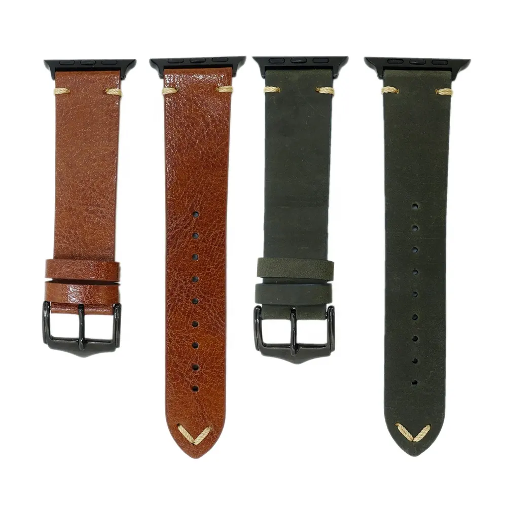 Crazy Horse Leather Watch+Bands 44mm 49mm 45mm Vintage Genuine Leather Watch Strap