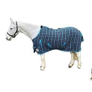 Couverture pour cheval en polycoton et maille PVC, légère, pour l'été, avec fermeture en cuir sur le devant, 10 tailles - Product Image 4