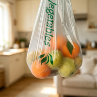 Groothandel voedselveilige, op maat gemaakte fruit- en groentetassen, wegwerp plastic verpakkingen, boodschappentas voor supermarkten