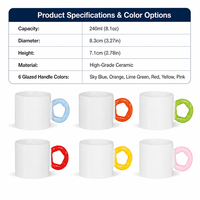 Tasse en céramique de 240 ml avec poignée en forme de tournesol pour servir de petites boissons, décoration de table, vente en gros Topjlh