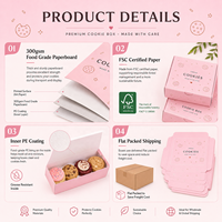 Boîte à biscuits rose personnalisée avec impression de logo, emballage alimentaire en papier de qualité alimentaire pour biscuits, beignets, brownies et desserts à emporter