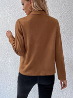 2024 mode Chamois fermeture éclair col rabattu court Blazer luxe coupe-vent Trench cuir manteau pour les femmes