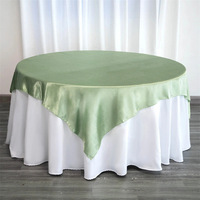 Nappe carrée en tissu satiné vert eucalyptus de 72x72 pouces | Couverture de nappes pour décoration de fête de mariage