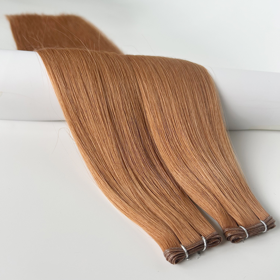 European Human Hair Auburn Color Cuticle Intact Remy Super Double Drawn Genius Weft Human Extensions 50g Weft