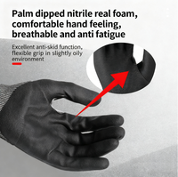 Gants de travail anti-coupure de niveau 5 A5, vente en gros directe d'usine, OEM, confort, ajustement extensible, protection anti-coupure, revêtement en PU noir