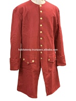 Veste longue en laine rouge bordeaux pour homme, style du XVIIIe siècle, colonial