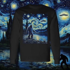Camiseta de manga larga Bigfoot Ufo Encounter Van Gogh con diseño de aventura - Product Image 3