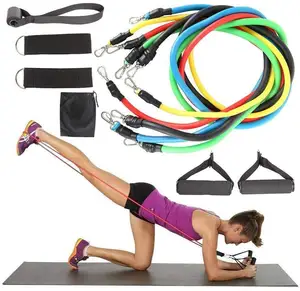 11pc Resistance Bands Set Expander Yoga Exercise Fitness Rubber Tubes Band Stretch Training Home Gyms Workout at Home