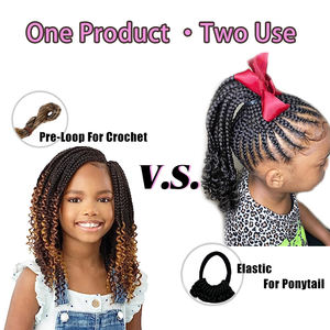 Fujia Crianças Trançado Rabo De Cavalo Com Fitas Beads Curly End Crianças Rabo De Cavalo Com Beads e Bow Destacável Rabo De Cavalo para Crianças - Product Image 3